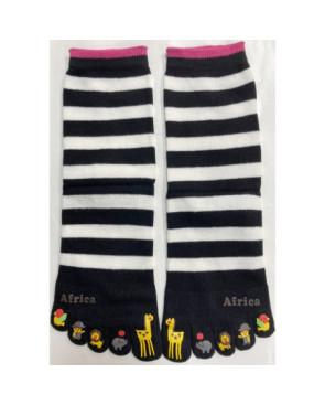 chausettes-coton-les-petits-caprices-5-doigts-de-pieds-rayures-bi-colore-noir-Africa