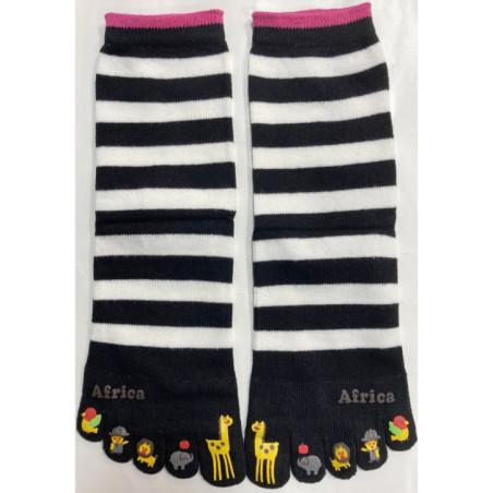 chausettes-coton-les-petits-caprices-5-doigts-de-pieds-rayures-bi-colore-noir-Africa