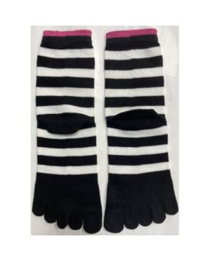  chausettes-coton-les-petits-caprices-5-doigts-de-pieds-rayures-bi-colore-noir-dos-Africa