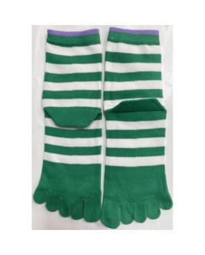  chausettes-coton-les-petits-caprices-5-doigts-de-pieds-rayures-bi-colore-vert-Africa-dos