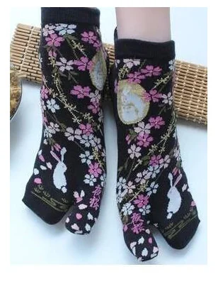Chaussettes Japonaises Lapin fleuris