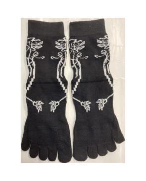 Chaussettes-coton-5-Doigts-Yoga-Pilates-Anti-dérapantes-bouquet-noir-détail-semelle-avant