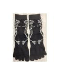Chaussettes 5 Doigts Yoga Anti Gliss Noires Fleuries