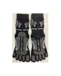 Chaussettes 5 Doigts Yoga Anti Gliss Noires Fleuries