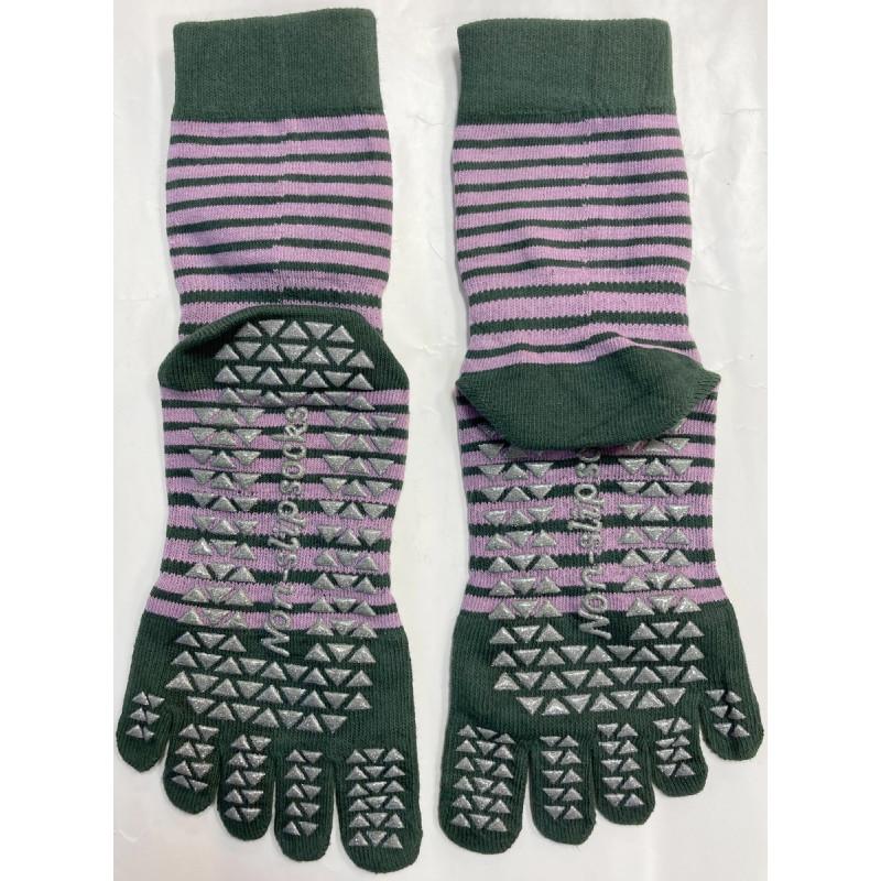 Chaussettes 5 Doigts Yoga rayures anti glisse