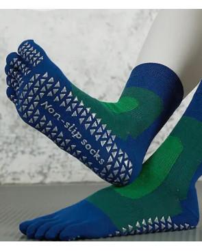 Chaussettes-coton-5-Doigts-Yoga-Pilates-Anti-dérapantes-brique-verte-avant-profil
