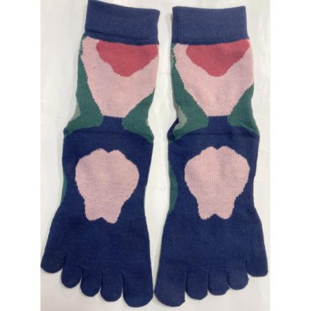 Chaussettes-coton-5-Doigts-Yoga-Pilates-Anti-dérapantes-en-fleurs