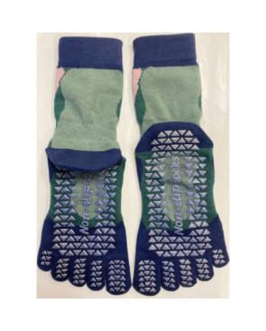  Chaussettes-coton-5-Doigts-Yoga-Pilates-Anti-dérapantes-en-fleurs-détail-anti-glisse
