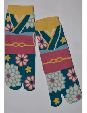 Chaussettes Tabis Japonaises Kimono fleuri