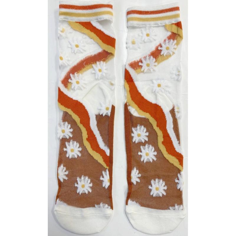 chaussettes Crystal Bordeaux fleuries