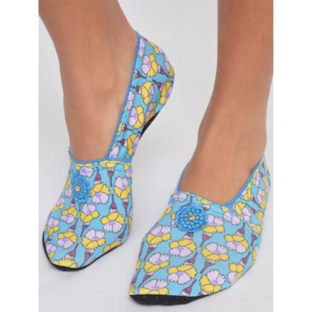 Chausson Tissu d'été Fifi Fleuri Bleu Les Petits Caprices