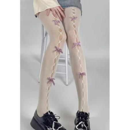 Collant Résille Effet Gouttes et Nœuds tendance