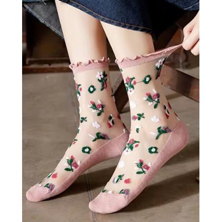 Chaussettes Crystal bouquet fleuri Pastel