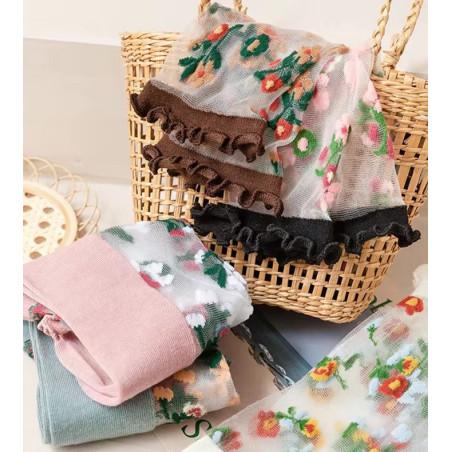 Bouquet 5 Paires de chaussettes Crystals Fleurs pastels