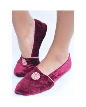 Chaussons-velours-imprimé-les-petits-caprices-wine--flor-pink-vintage