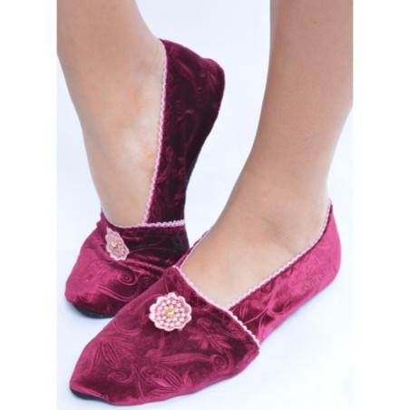 Chaussons-velours-imprimé-les-petits-caprices-wine--flor-pink-vintage