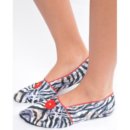 Chaussons-velours-imprimé-les-petits-caprices-Tigris-rouge-profil