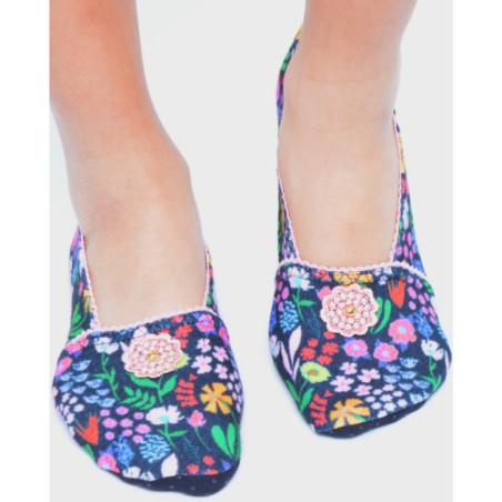 Chausson de Voyage Hamorina Fleuri  Caprices Rose Poudre