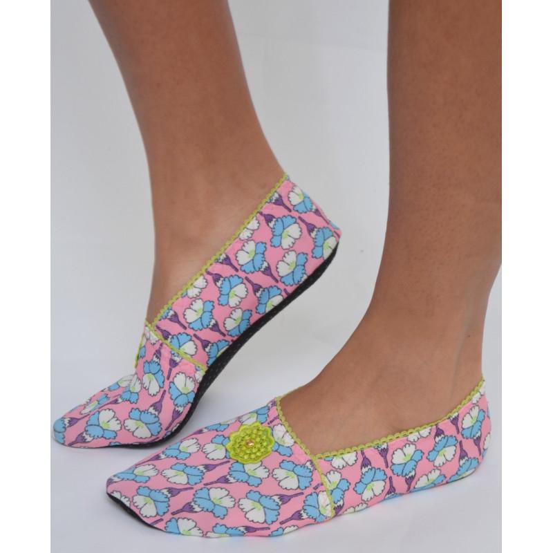 Chausson Tissu d'été Fifi Fleuri Vert Les Petits Caprices
