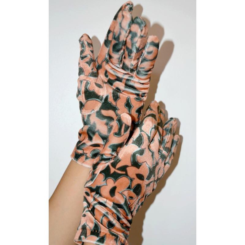 Gants Fleurs D'aelys Imprimé Caprices velours orange