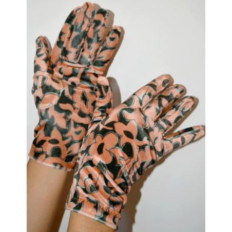 Gants Fleurs D'aelys Imprimé Caprices velours orange