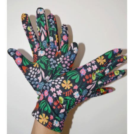 Gants imprimé Fleuris Harmonia noir Caprices
