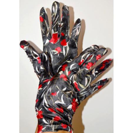 Gants Ixli Lavinia Noir imprimé Bouquets Caprices