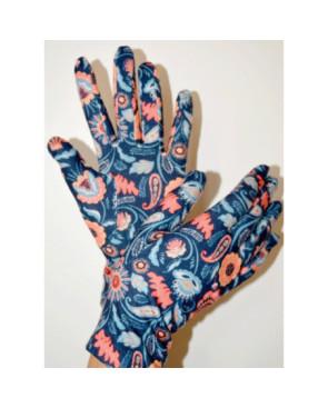 Gants Ixli fleurs de Lucinda Bleus motif Orange