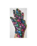Gants Polaire imprimé Fleurs Ophélia Noir
