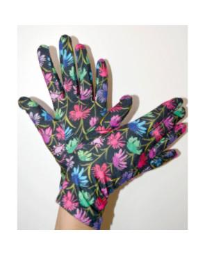 Gants Polaire imprimé Fleurs Ophélia Noir
