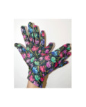 Gants Polaire imprimé Fleurs Ophélia Noir