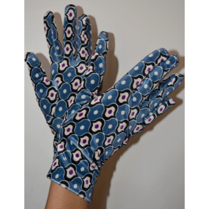 Gants Ixli Velours Olivia bleu Psychédéliques