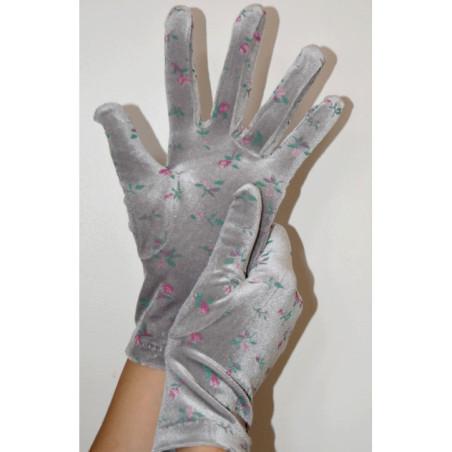 gants-Ixli-Velours--romantic-velvet-Gris Imprimé fleuris