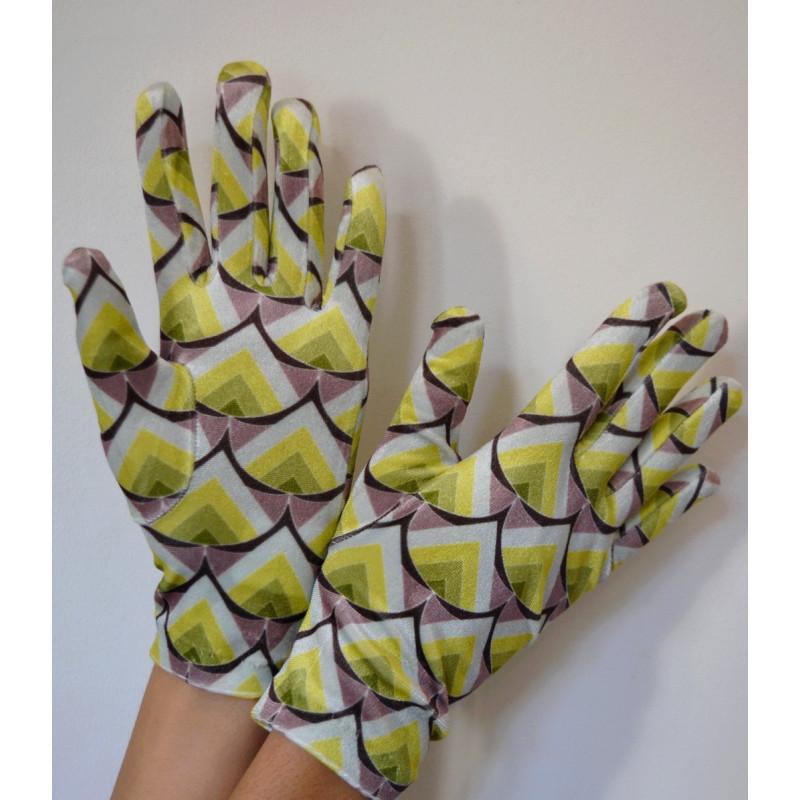 Gants Ixli  Velours imprimé Youki Vert Caprices