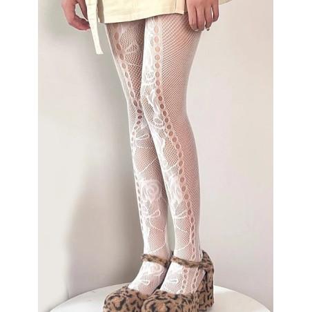 Collant résille Florale Caprices ivoire