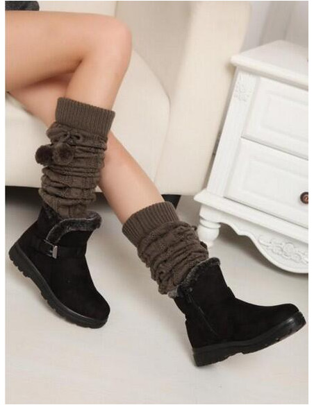 Guêtres lourdes à pompom marron