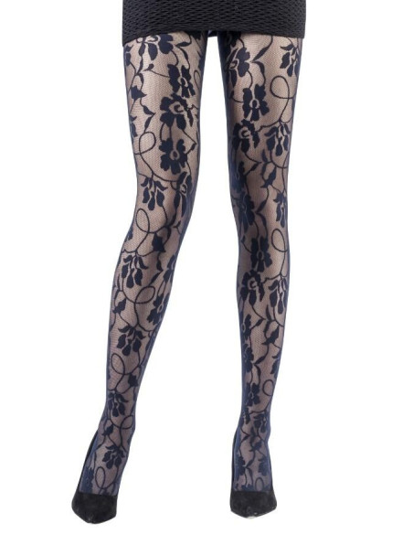 Collant fleurs exquises Emilio Cavallini marine