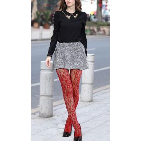 Collant Resille Dentelle Rouge Les Petits Caprices
