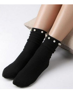 Chaussettes bord roulé à Perles