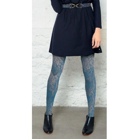 collant cobalt dentelle florale Les petits caprices