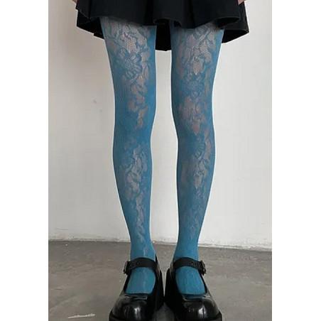 Collant Dentelle Résille cobalt Les Petits Caprices
