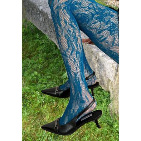 Collant Dentelle Fleurs cobleu Les Petits Caprices