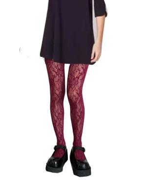 collant-les-petits-caprices-dentelle-fleurs-bordeau-debout
