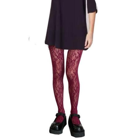 collant-les-petits-caprices-dentelle-fleurs-bordeau-debout