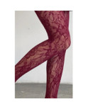 Collant resille dentelle Floral Bordeaux
