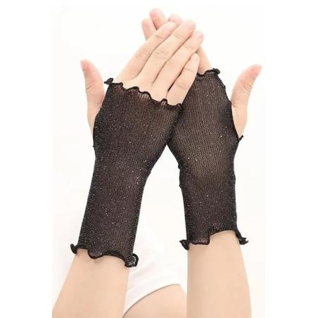 Mitaines-légères-maille-strassées -Les-petits-caprices-noir