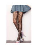 Collant Resille Fleuri Noir