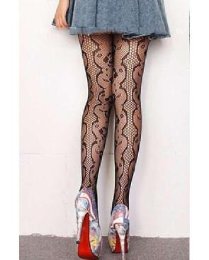 Collant Resille Fleuri Noir