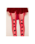 Collant Dentelle rouge à Rubans Noir