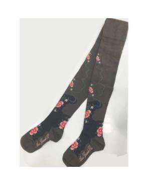 Jambière-Berthe-aux-grands-pieds-oeillets-fleuris-choco-coton-bouquet-fleuri
